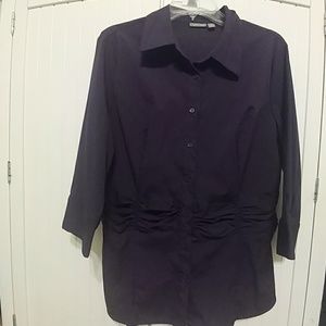 Ladies Button Down 3/4 Sleeve Blouse